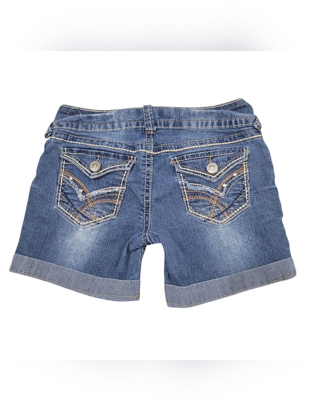 Women's Wallflower Denim Shorts, Stitched, Low Rise, Cuffed Cut-Off, Size 7 - Picture 2 of 11